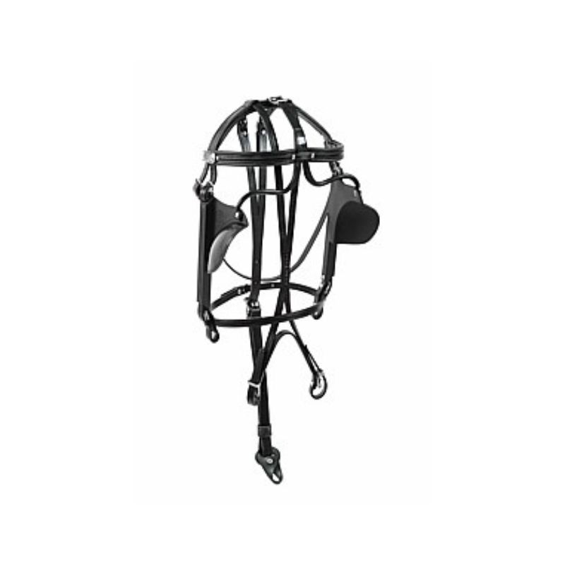 bridle in leather with half round blinds